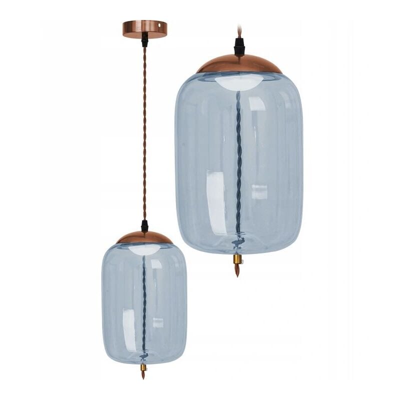 Lampe suspendue APP443 métal - verre bleu led