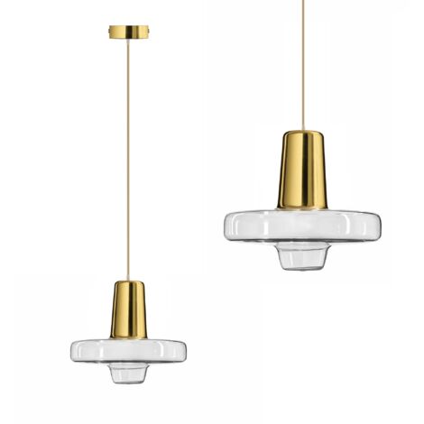 LAMPE SUSPENDUE APP553-1CP VERRE MÉTAL OR LED RONDE 1-POINTS DE LUMIÈRE 25X25X12-92CM REGLABLE