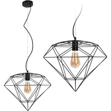 LAMPE SUSPENDUE APP563-1CP DIAMOND MÉTAL LOFT NOIR DIAMANT 1-POINTS DE LUMIÈRE E27 40X40X35-115CM REGLABLE