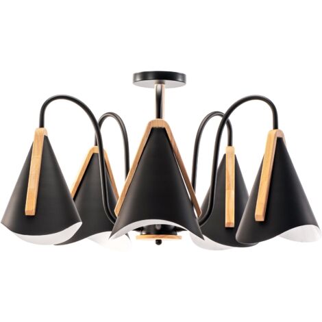 LAMPE SUSPENDUE APP607-5C SCANDINAVE 5-BRAS NOIR 5-POINTS DE LUMIÈRE E27 55X55X37CM