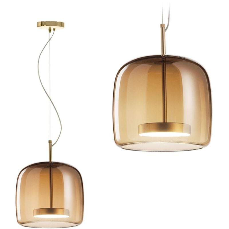 Lampe Suspendue App613-1cp Beige Métal Verre Led