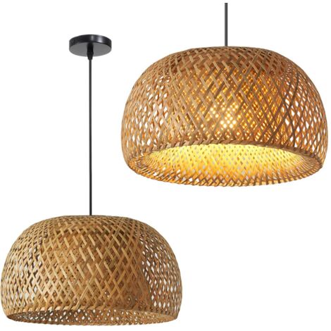 LAMPE SUSPENDUE APP886-1CP NATUREL BOHO RONDE 1-POINTS DE LUMIÈRE E27 38X38X20,5-110,5CM REGLABLE