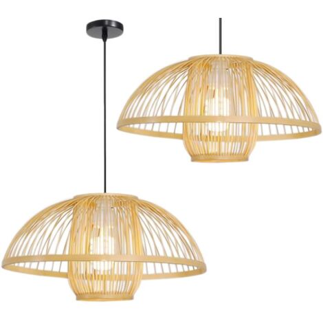 LAMPE SUSPENDUE APP887-1CP NATUREL BOHO RONDE 1-POINTS DE LUMIÈRE E27 35X35X22-112CM REGLABLE