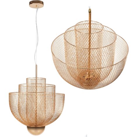 LAMPE SUSPENDUE APP888-CP AJOURÉ ROSE OR MAILLE 1-POINTS DE LUMIÈRE 11W 50X50X45CM REGLABLE