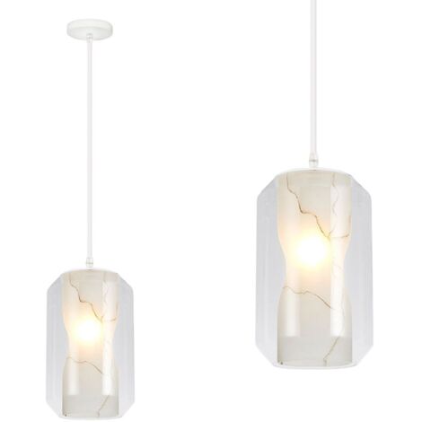 LAMPE SUSPENDUE APP909-1CP BLANCHE MARBRE 1-POINTS DE LUMIÈRE E27 18X18X28CM