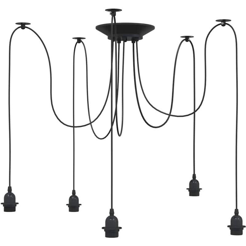 Vidaxl - Lampe suspendue avec 5 porte-lampes E27 noir métal