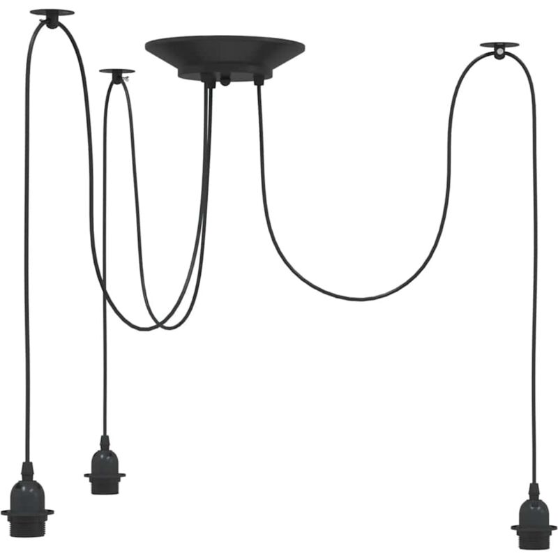 Vidaxl - Lampe suspendue avec 3 porte-lampes E27 noir métal