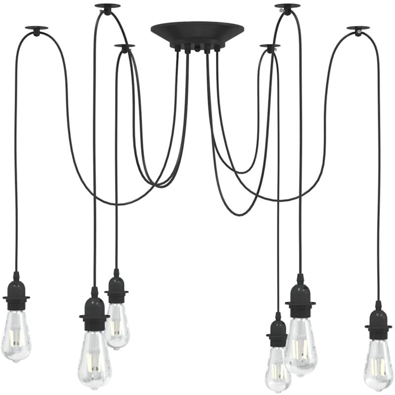 VidaXL Lampe suspendue avec 6 porte-lampes E27 noir métal