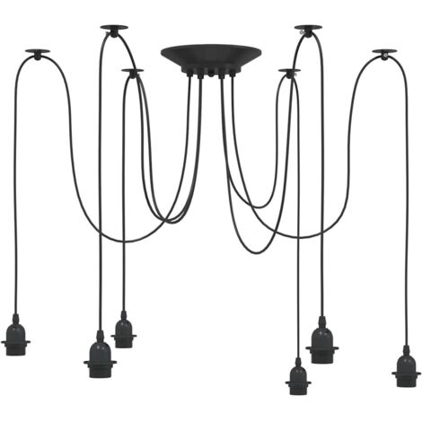 Lampe suspendue avec 6 porte-lampes E27 noir métal CFW781483