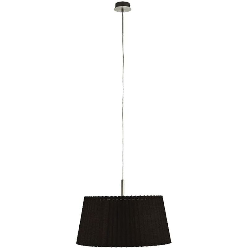 Eglo - Lampe suspendue avec abat-jour textile, lampe de salon, suspension noire, plastique aluminium, 1x douille E27, DxH 40x110 cm