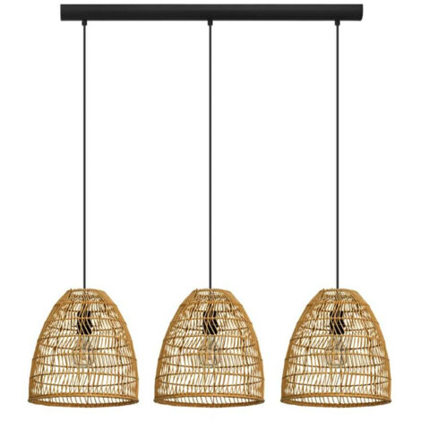 Lampe suspendue Ayesgarth Wood Nature E27 3x40w L: 91cm B: 21cm H: 110cm Dimmable