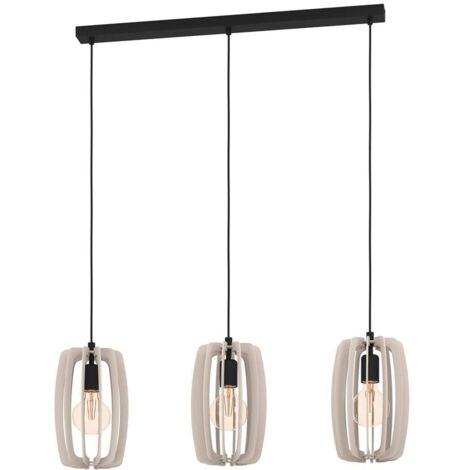 Lampe suspendue Bajazzara Wood Grey E27 3x40w L: 89cm B: 19cm H: 110cm Dimmable