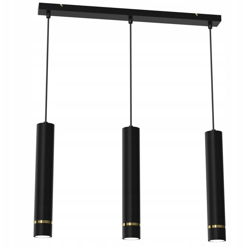 Lampe suspendue bande de tubes 3x Gu10 au dessus de l'îlot de table noir or