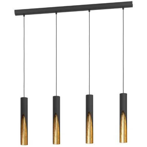 Lampe suspendue Barbotto Steel Black, Gold Gu10 4x4.5W L: 92,5 cm B: 6cm H: 110cm