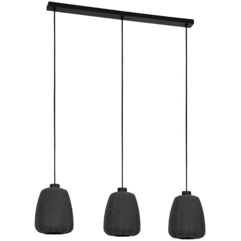 Lampe suspendue Barlaston Steel Black E27 3x40w L: 88cm B: 18cm H: 110cm Dimmable