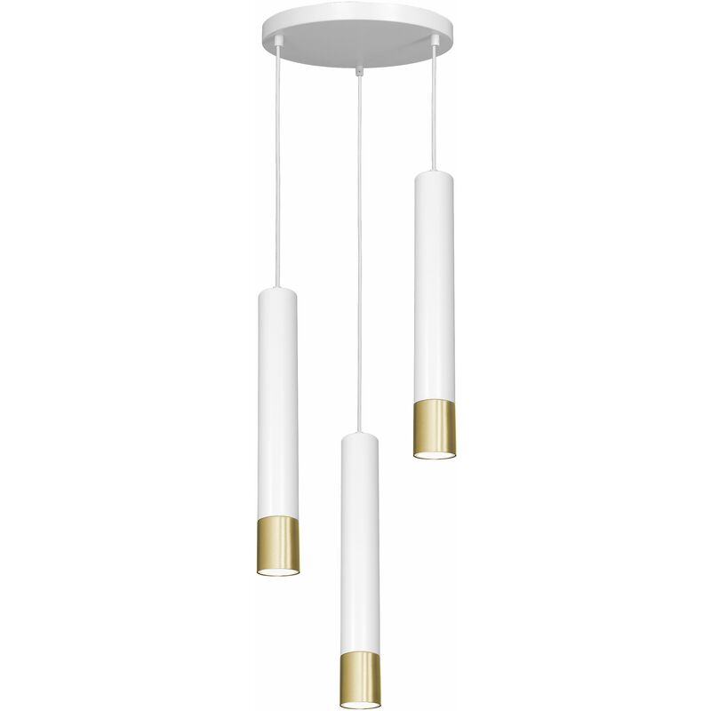 Licht-erlebnisse - Lampe suspendue Blanc Or 3-flamme GU10 métal Lampe suspendue Salle à manger Salon Licht-erlebnisse - Lampe suspendue Blanc Or 3-flamme GU10 métal Lampe suspendue Salle à manger Salon