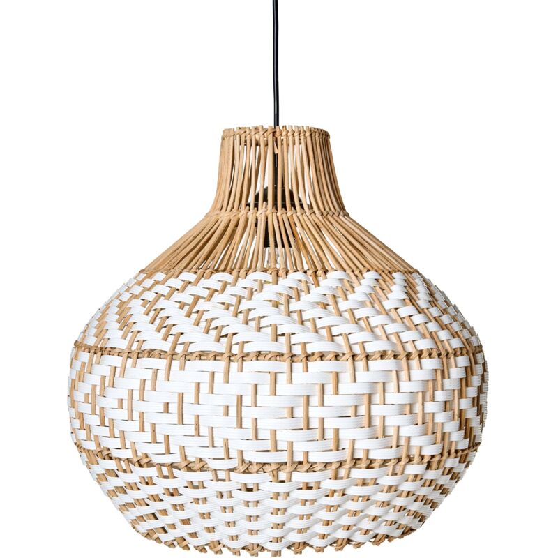Beliani - Lampe Suspendue Boho Cadre en Fer Abat-jour en Rotin Blanc Yauco