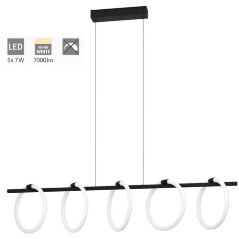 Lampe suspendue caranacaca plastique blanc LED 5x7W 3000K L: 117cm B: 23cm H: 110cm