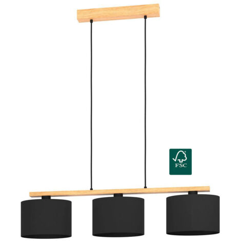 Lampe suspendue Castralvo Textile Schwarz E27 3x40w L: 97,5 cm B: 17,5 cm H: 110 cm Dimmable