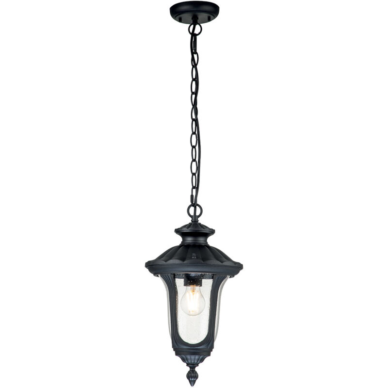 Chicago Plafonnier extérieur suspendu noir texturé, IP44 - Elstead