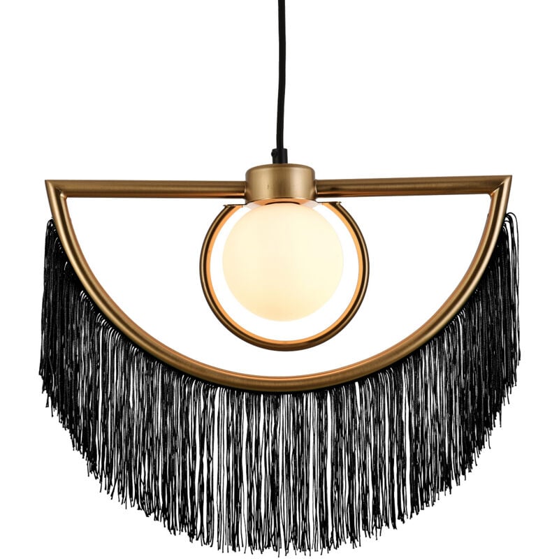 Suspension Métal Dalila avec Franges Noir