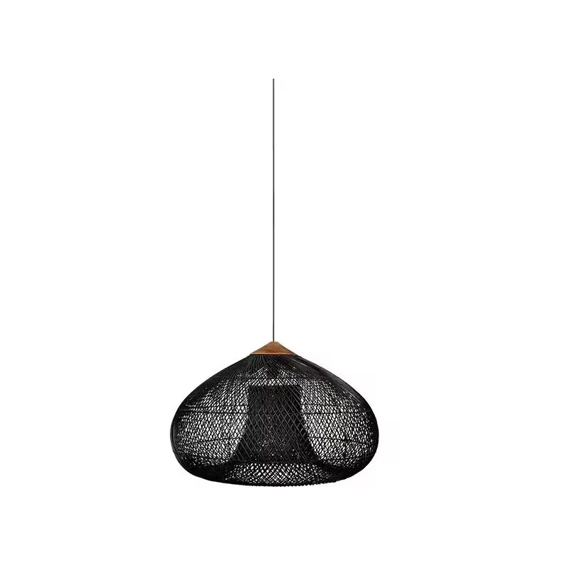 Lampe suspendue de plafond en rotin naturel - 50 cm - noire