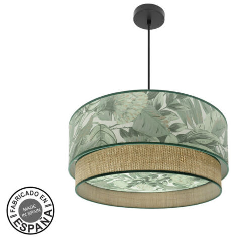 Lampe suspendue de plafonnier Congo 60d 3xe27 Noir/vert/naturel