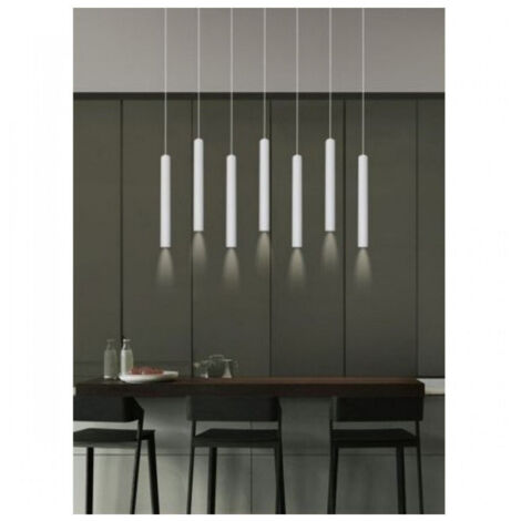 Lampe Suspendue Design Moderne Plafonnier Cylindrique Gu10 Ip20 A61 Blanc