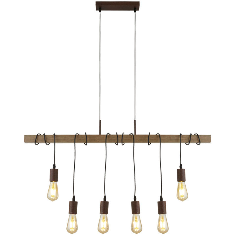 Lampe suspendue design poutre en bois suspension salon éclairage de plafond projecteur 4876-6BR