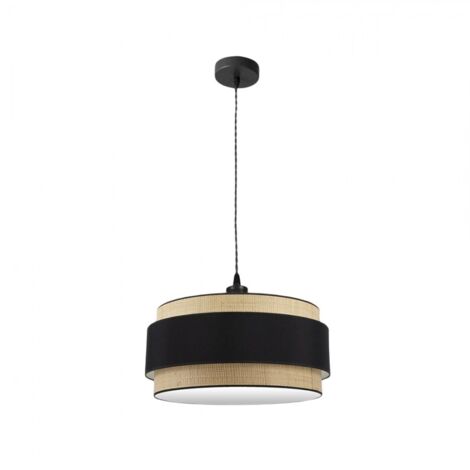 Lampe suspendue dimmable modèle Kandy 2xE27 Naturel/noir FABRILAMP