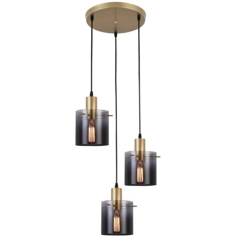 Lampe suspendue Donati Gold Teinté Verre E27 3x Max 40w L: 150cm Ø41cm Dimmable