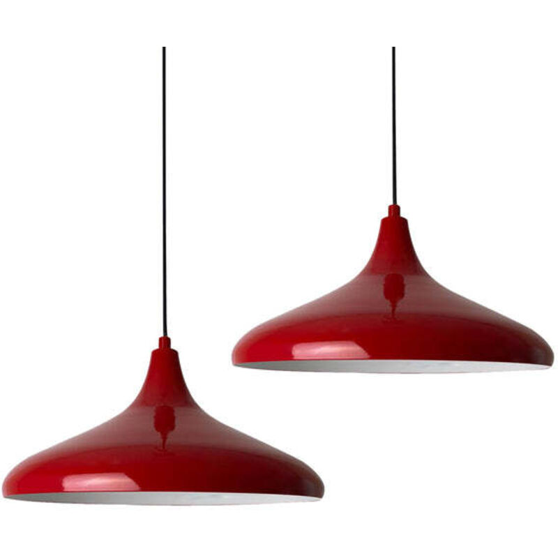 Lampe Suspendue Double Lustre Rouge – Lustre Vintage E27 pour Salon, Chambre ou Salle à Manger