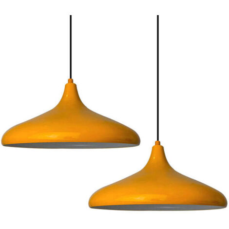 Lampe Suspendue Double Lustre Jaune – Lustre Vintage E27 pour Salon, Chambre ou Salle à Manger