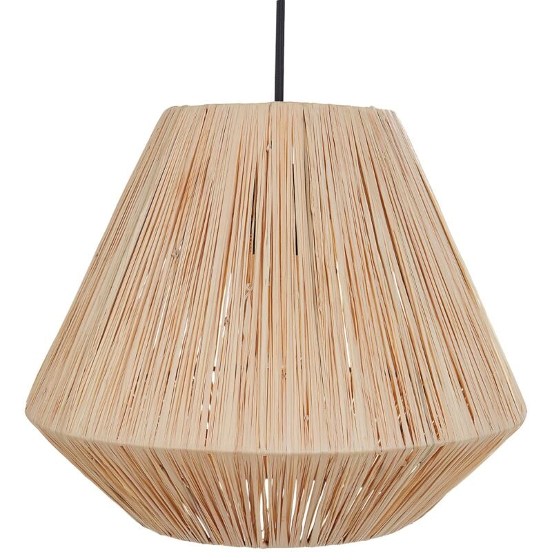 Beliani - Lampe Suspendue Éclairage Boho Abat-jour en Paille Naturelle et Base Métal Noir Damit