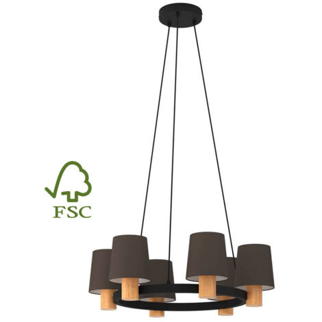 Lampe suspendue edal textile cappuccino e27 6x40w h: 110cm Ø70cm dimmable