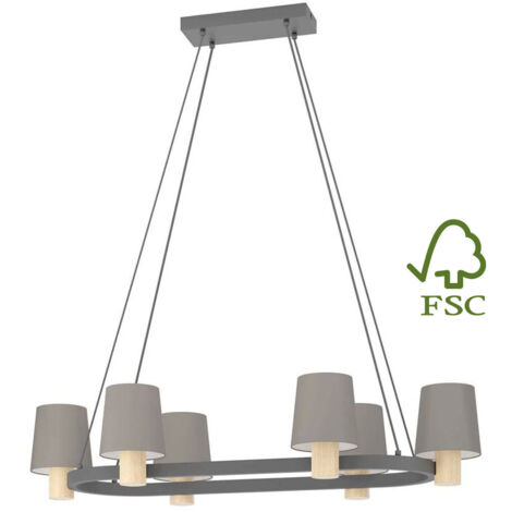 Lampe suspendue edal textile cappuccino e27 6x40w l: 108cm b: 51cm h: 110cm dimmable