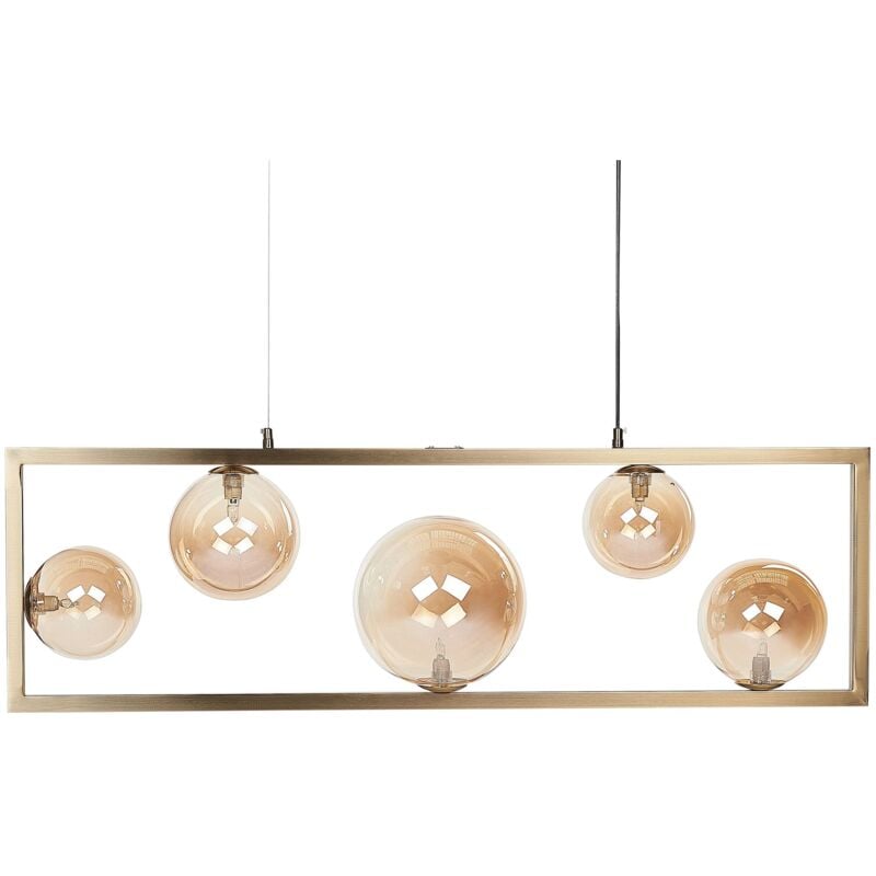Beliani - Lampe Suspendue Elégante Plafonnier Pendant en Métal Cuivré 5 Ampoules Geehi