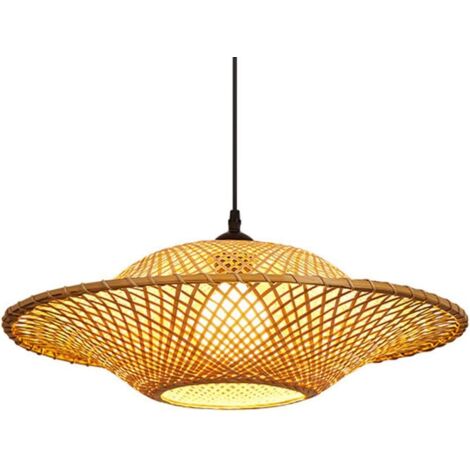 Lampe Suspendue en Bambou à la Mode Moderne, Lampe Suspendue en Rotin Tressé à la Main (Sans Source Lumineuse,50CM)