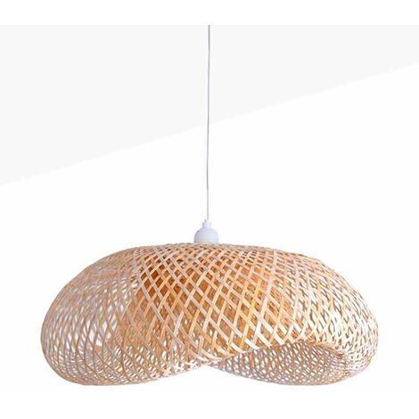 main image of "Lampe suspendue en bambou naturelle vimet lite | Blanc"