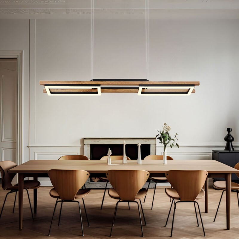 Globo Lighting - Lampe suspendue plafonnier salon lumière en bois lampe à suspension led lampe de table à manger, 3 niveaux de lumière, aspect bois