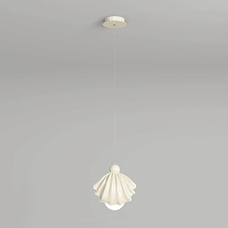 Lampe suspendue en forme de coquille de dessin animé, lustre en résine avec abat-jour sphérique en acrylique, lampe suspendue de chevet, lampes à