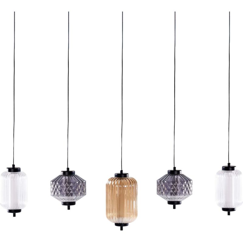 Beliani - Lampe Suspendue en Métal avec Abat-Jour en Verre 5 Lampes Multicolore Sullane