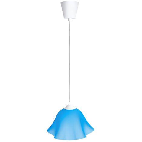 Lampe suspendue en plastique bleu à ondulation, socle E27, style nordique (sans ampoule)