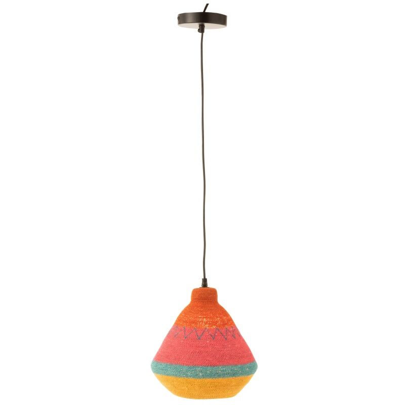 J-line - Lampe suspendue en roseau multicolore 25x25x27 cm
