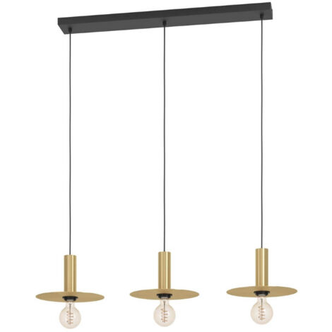 Lampe suspendue Escandell Steel noir, pinceau en laiton E27 3x40w L: 95 cm B: 25 cm H: 110 cm Dimmable
