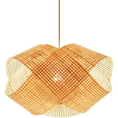 Lampe Suspendue Faite à la Main, Suspension Réglable en Bambou de Rotin pour le Salon,40CM