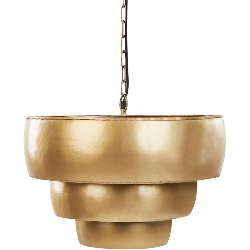 Beliani - Lampe Suspendue Glam en Fer Plafonnier Eclairage Fait à la Main Dorée Mbango