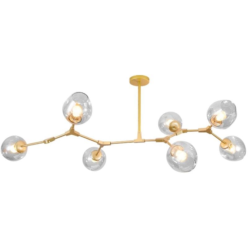 Lampe Suspendue App507-7c Verre Balle 7-Bras Or 7-Points De Lumière E27 100x130x60cm
