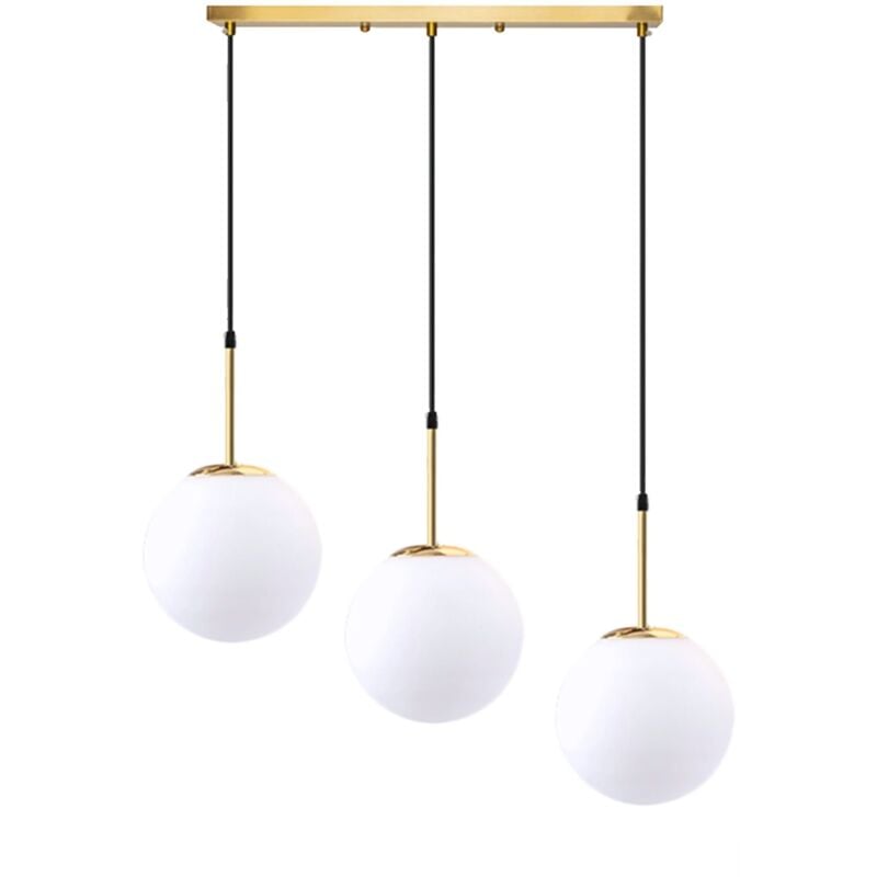 Lampe suspendue APP655-3CP verre balle or 3-POINTS de lumière E27 20X50X20-90CM reglable