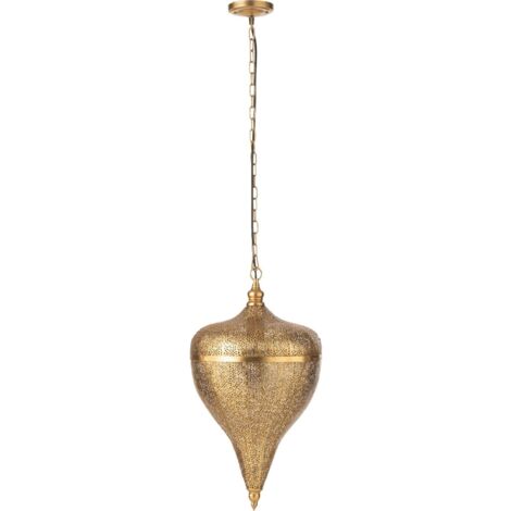 Lampe suspendue goutte dorée en métal design élégant - doré effet martelé raffiné